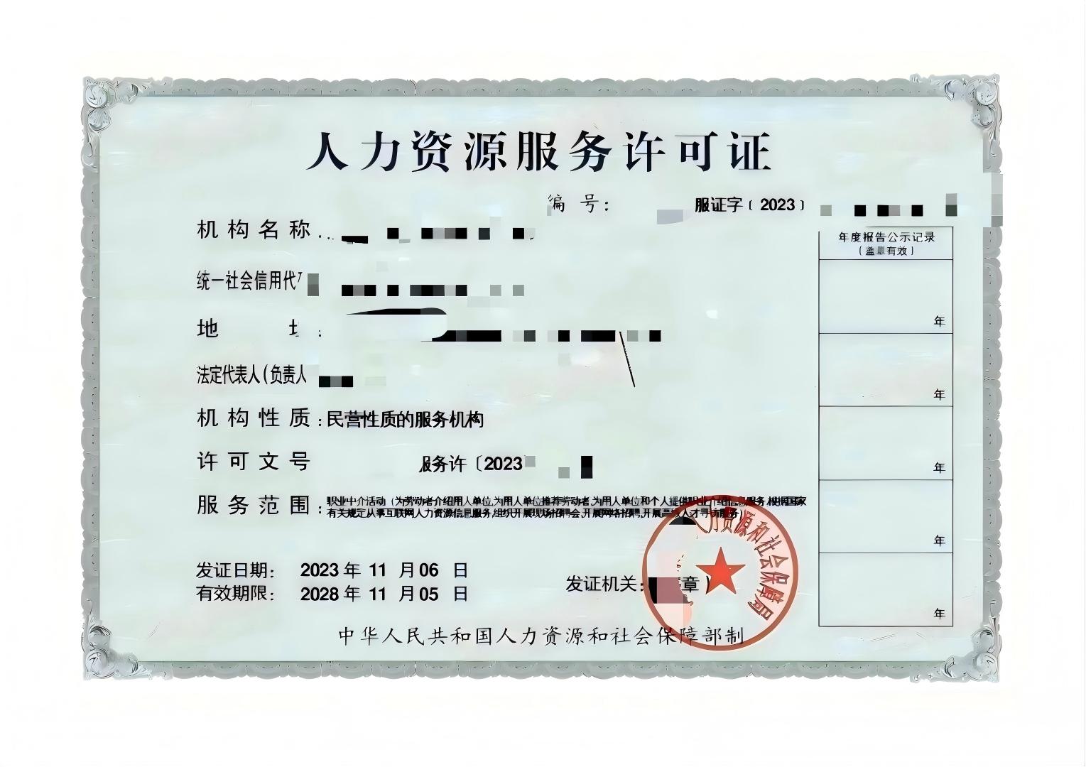 人力资源许可